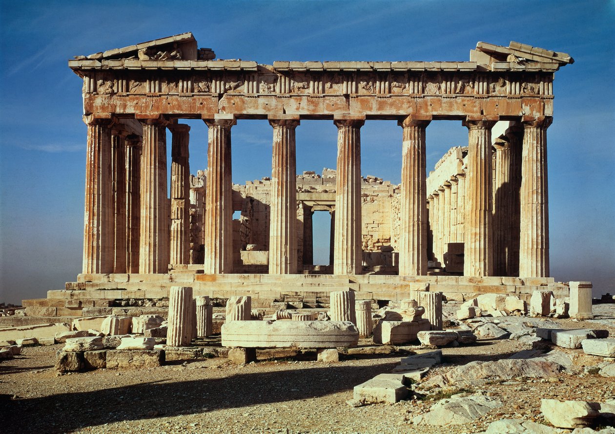Facade af Parthenon, bygget 447-432 f.Kr af Callicrates and Ictinus