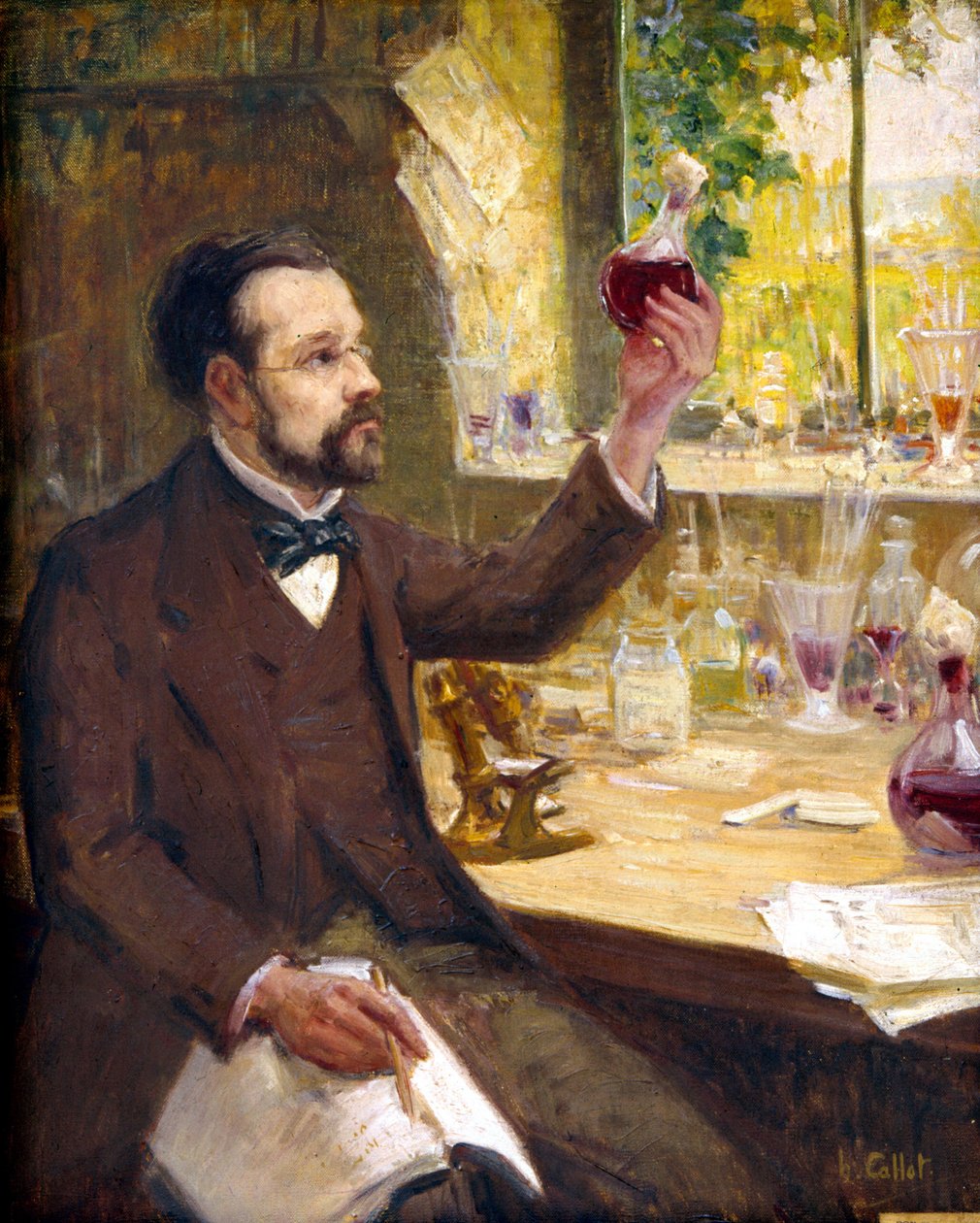 Louis Pasteur studerer gæringen af druesaft af Callot Callot