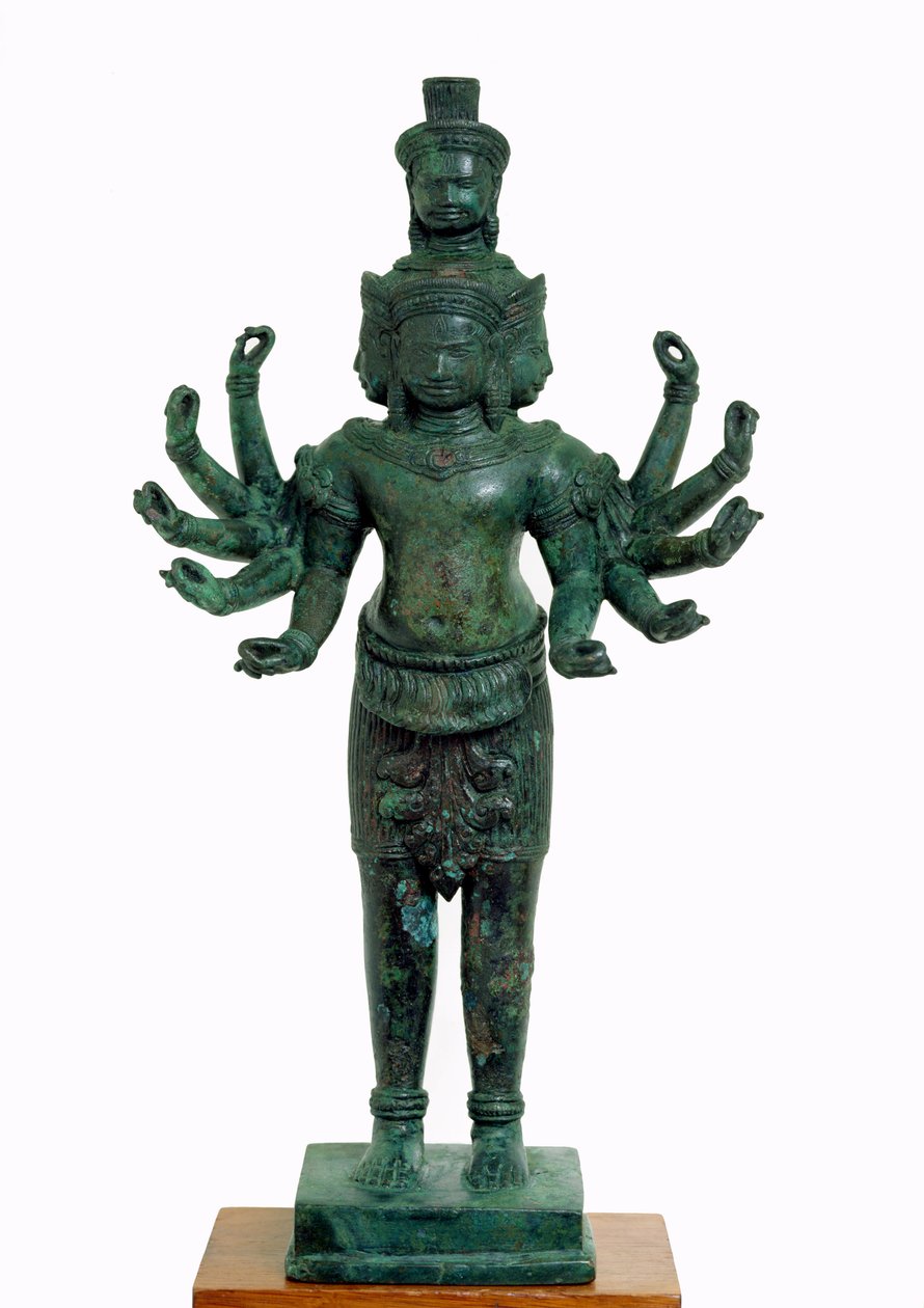 Shiva med mange arme og hoveder, Angkor (bronze) af Cambodian School