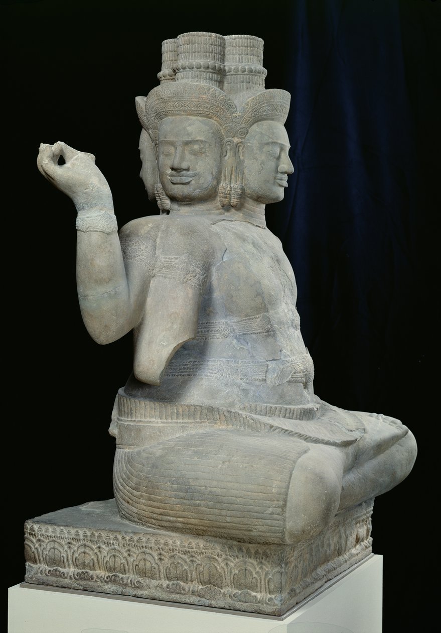 Skulptur af Brahma med fire ansigter, fra Batambang, Cambodia, Koh Ker-stil, midten af det 10. århundrede (sandsten) af Cambodian School