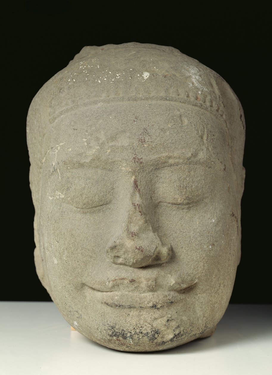 Buddha hoved med lukkede øjne, Angkor af Cambodian School