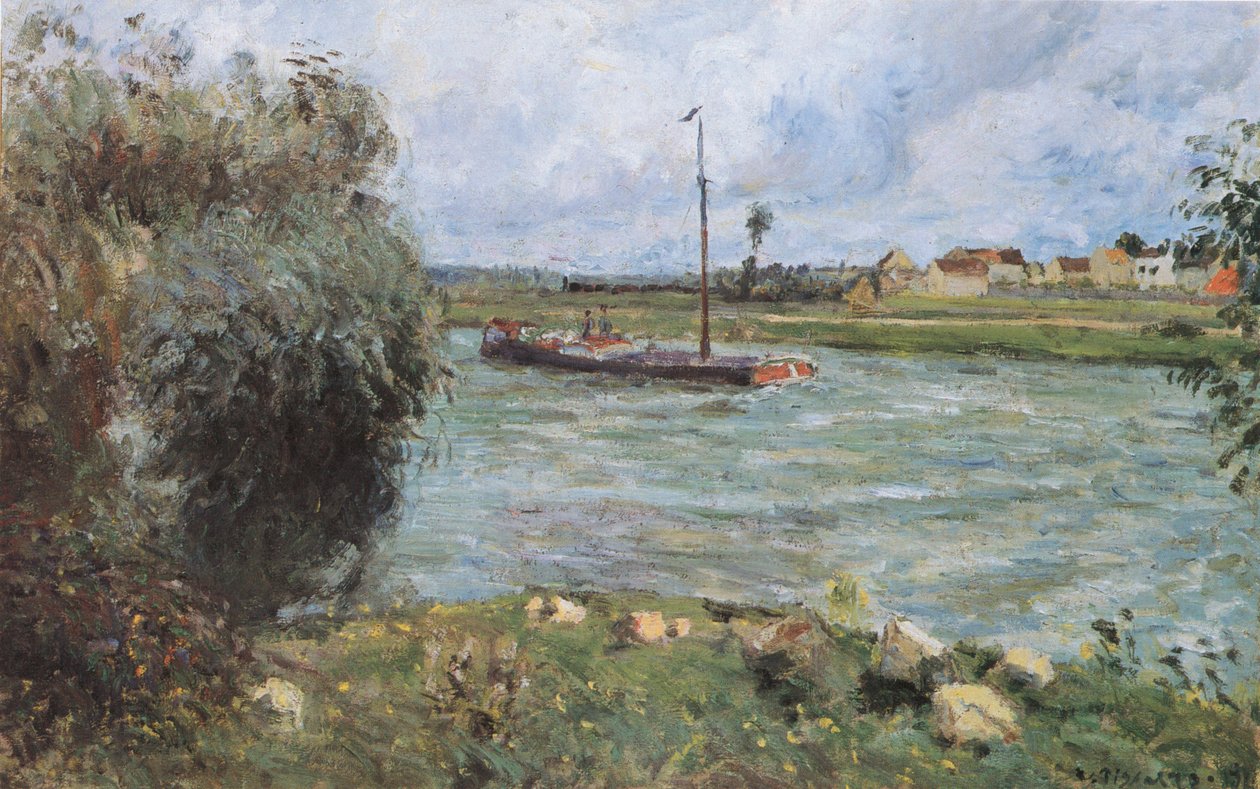 Banks of the Oise i Pontoise af Camille Jacob Pissarro