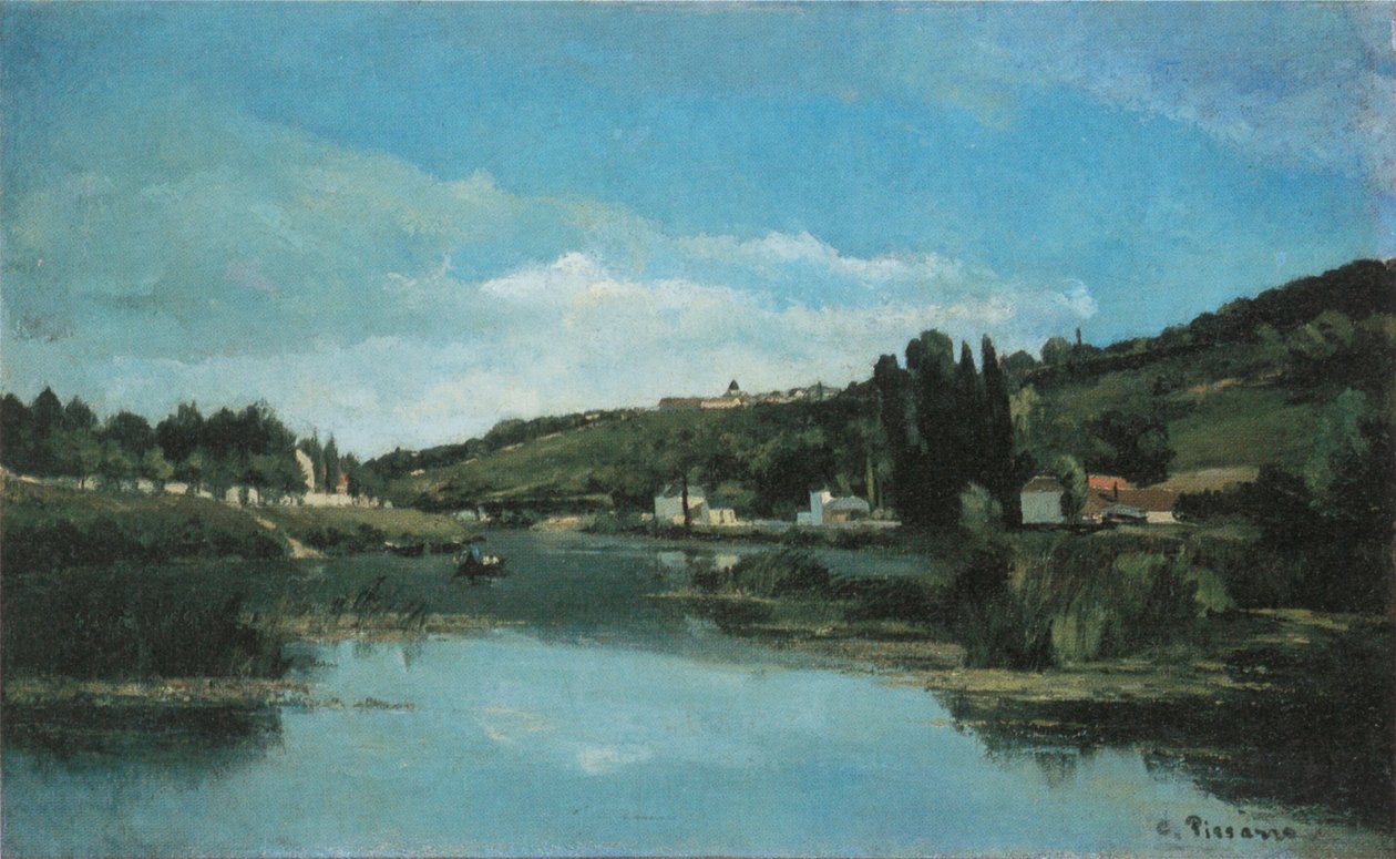 Banks of the Marne at Chennevières af Camille Jacob Pissarro