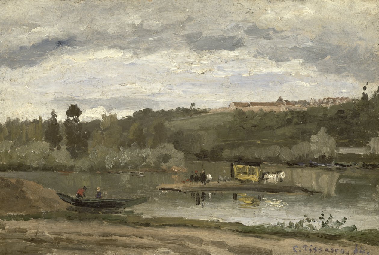 Færge i Varenne-Saint-Hilaire, 1864 af Camille Jacob Pissarro