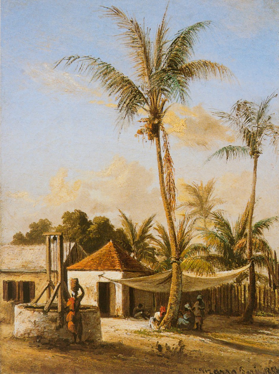 Figurer hviler ved en landsbybrønd af Camille Jacob Pissarro