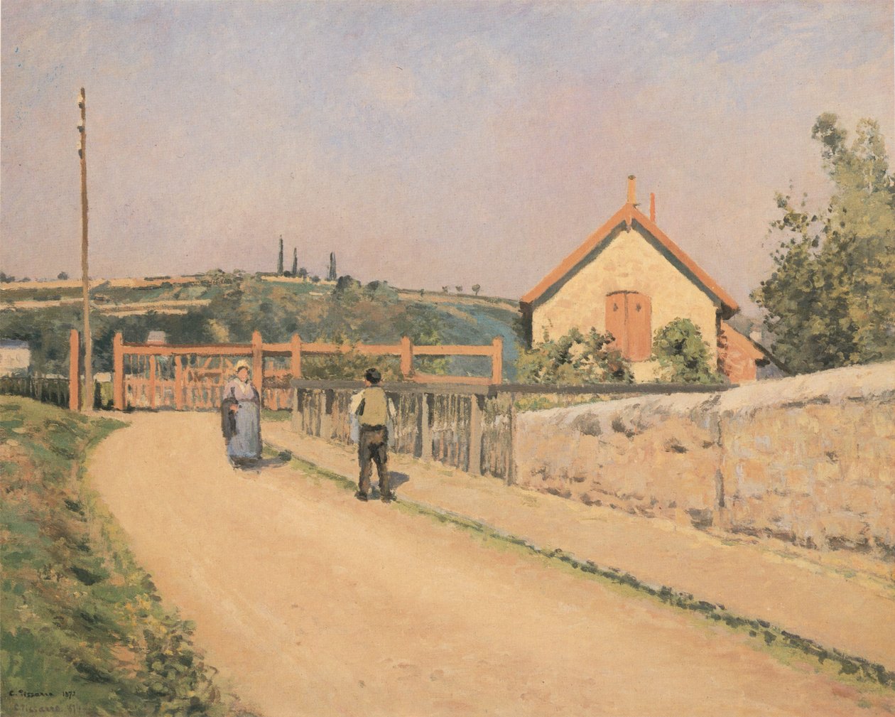 Barrieren for Pâtis -jernbanen nær Pontoise af Camille Jacob Pissarro
