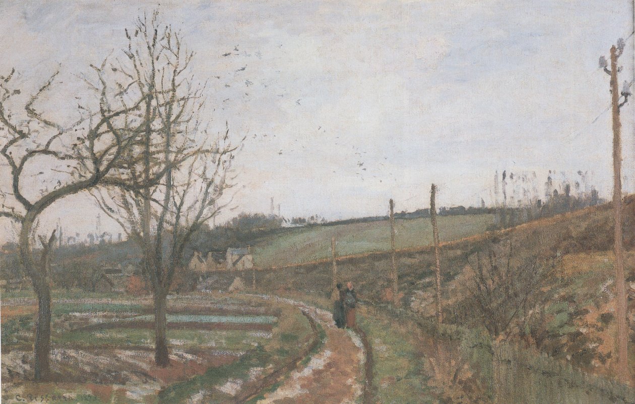 Vejen ved jernbanens sneeffekt af Camille Jacob Pissarro