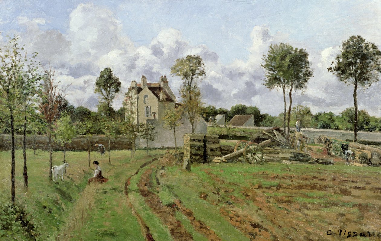 Landskab, Louveciennes, ca. 1872 af Camille Jacob Pissarro