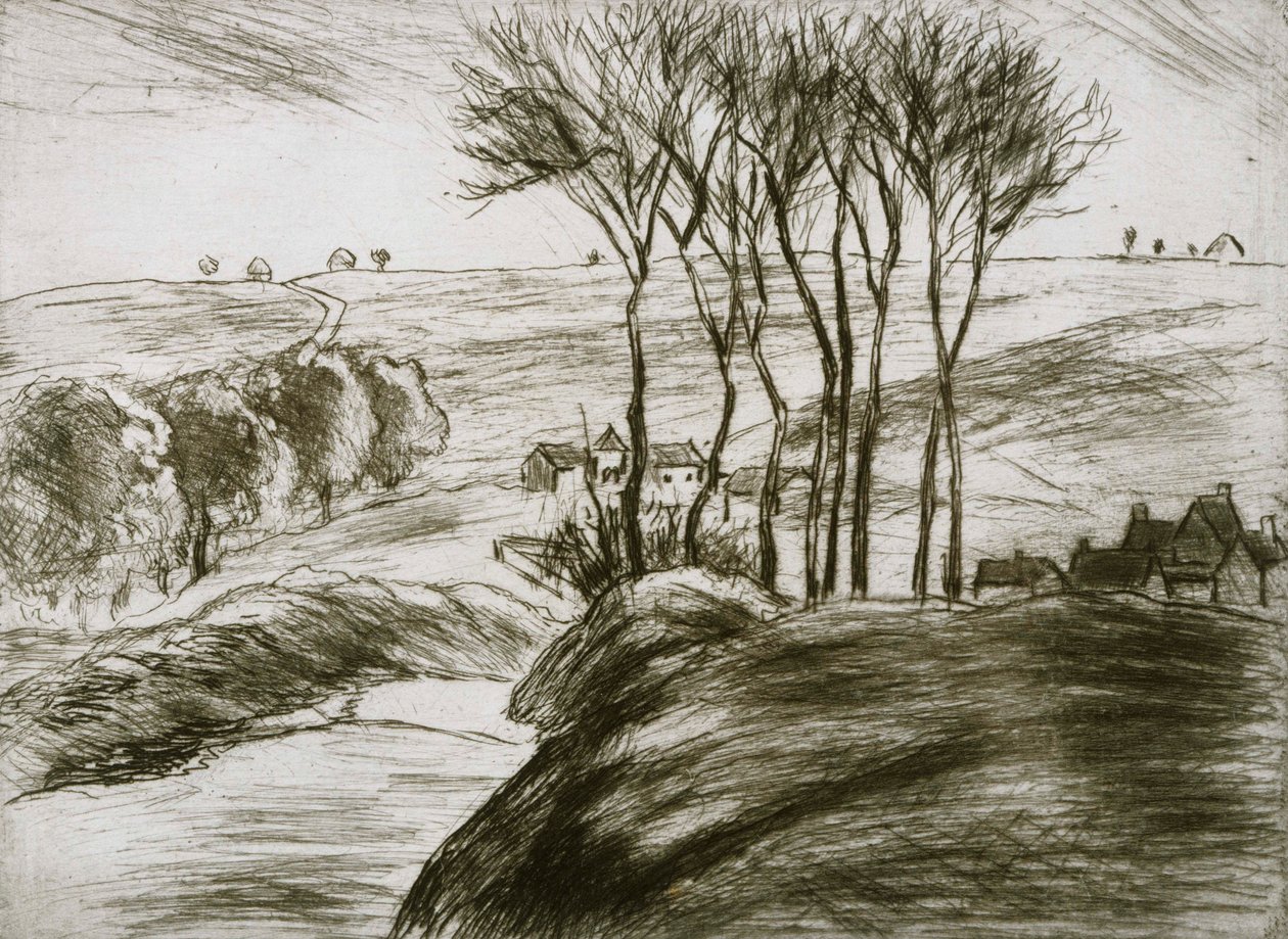Landskab I nærheden af Osny (State II) af Camille Jacob Pissarro
