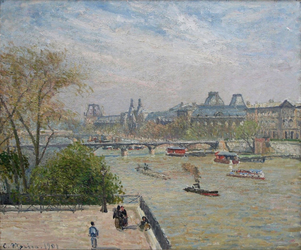 Louvre, forår af Camille Jacob Pissarro