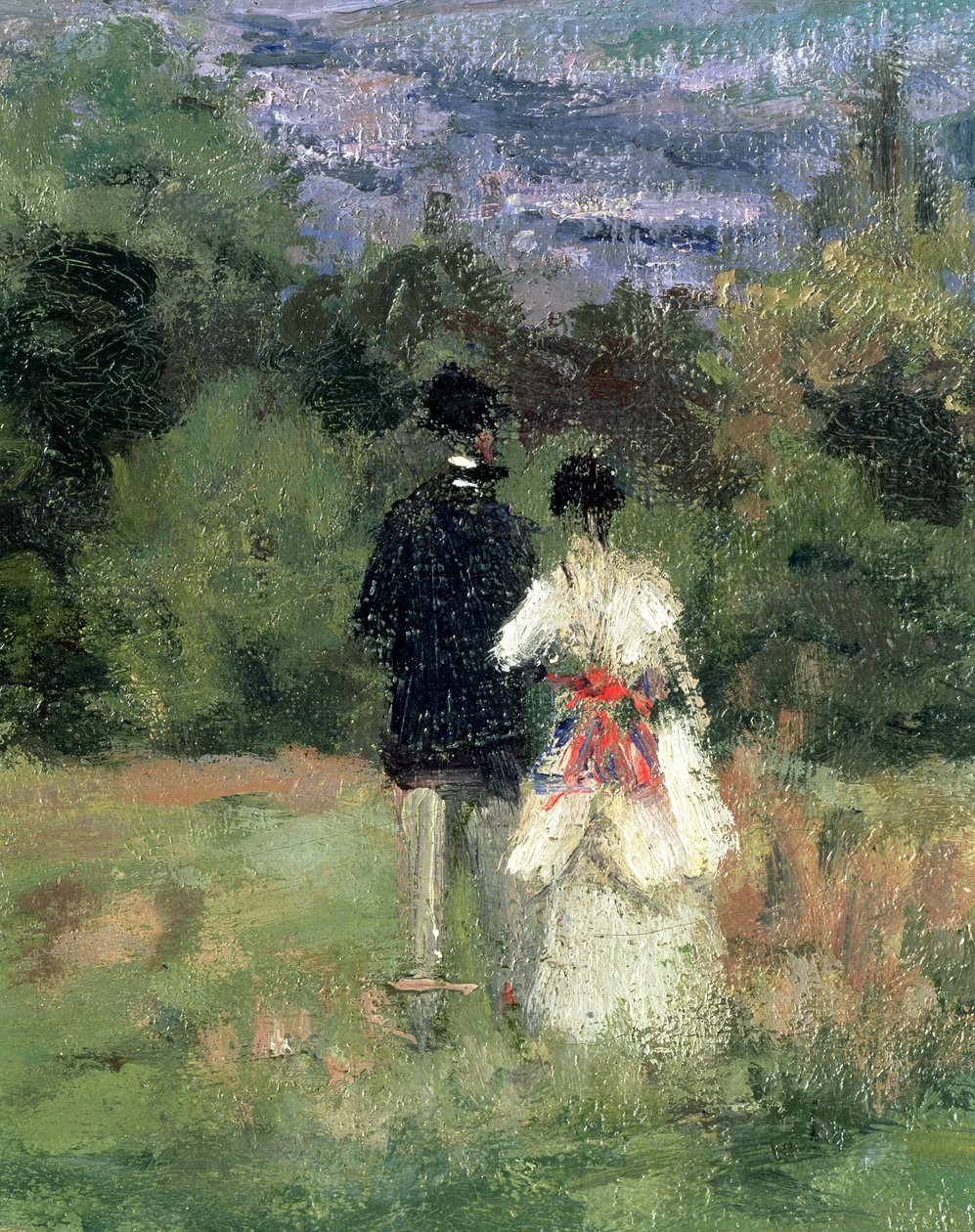 Louveciennes, detalje af elskere af Camille Jacob Pissarro
