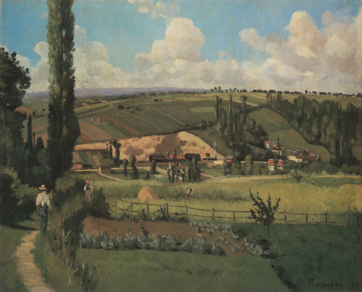 Landskab med Pâtis, Pontoise af Camille Jacob Pissarro