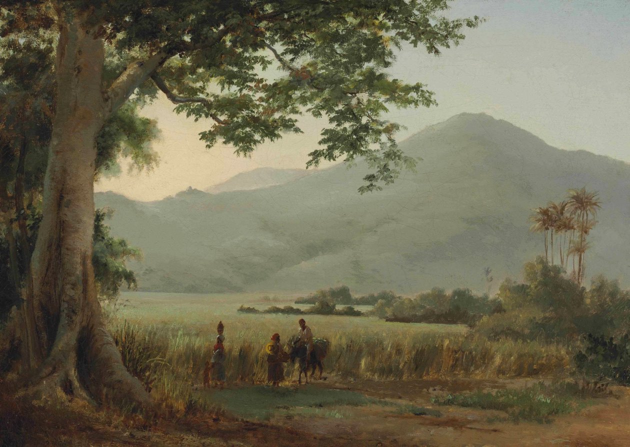 Tegn, der diskuterer ved siden af ​​en sti af Camille Jacob Pissarro