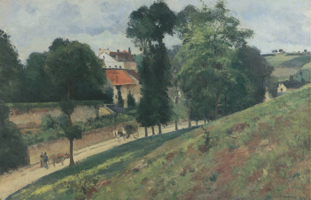 Route de Saint-Antoine i L´Hermitage, Pontoise af Camille Jacob Pissarro