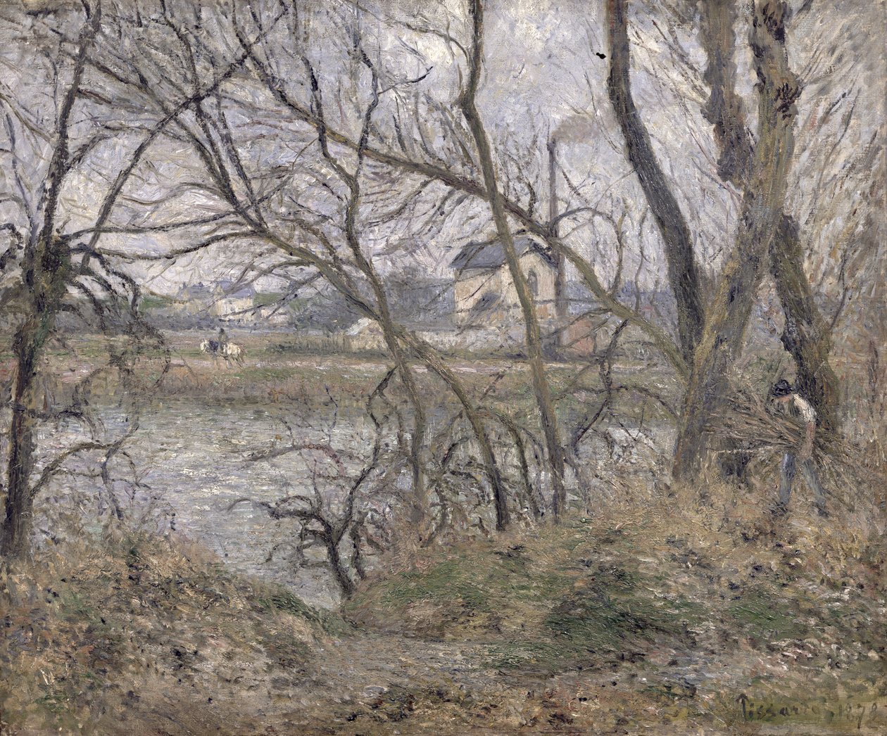 The Banks of the Oise, nær Pontoise, overskyet vejr, 1878 af Camille Jacob Pissarro