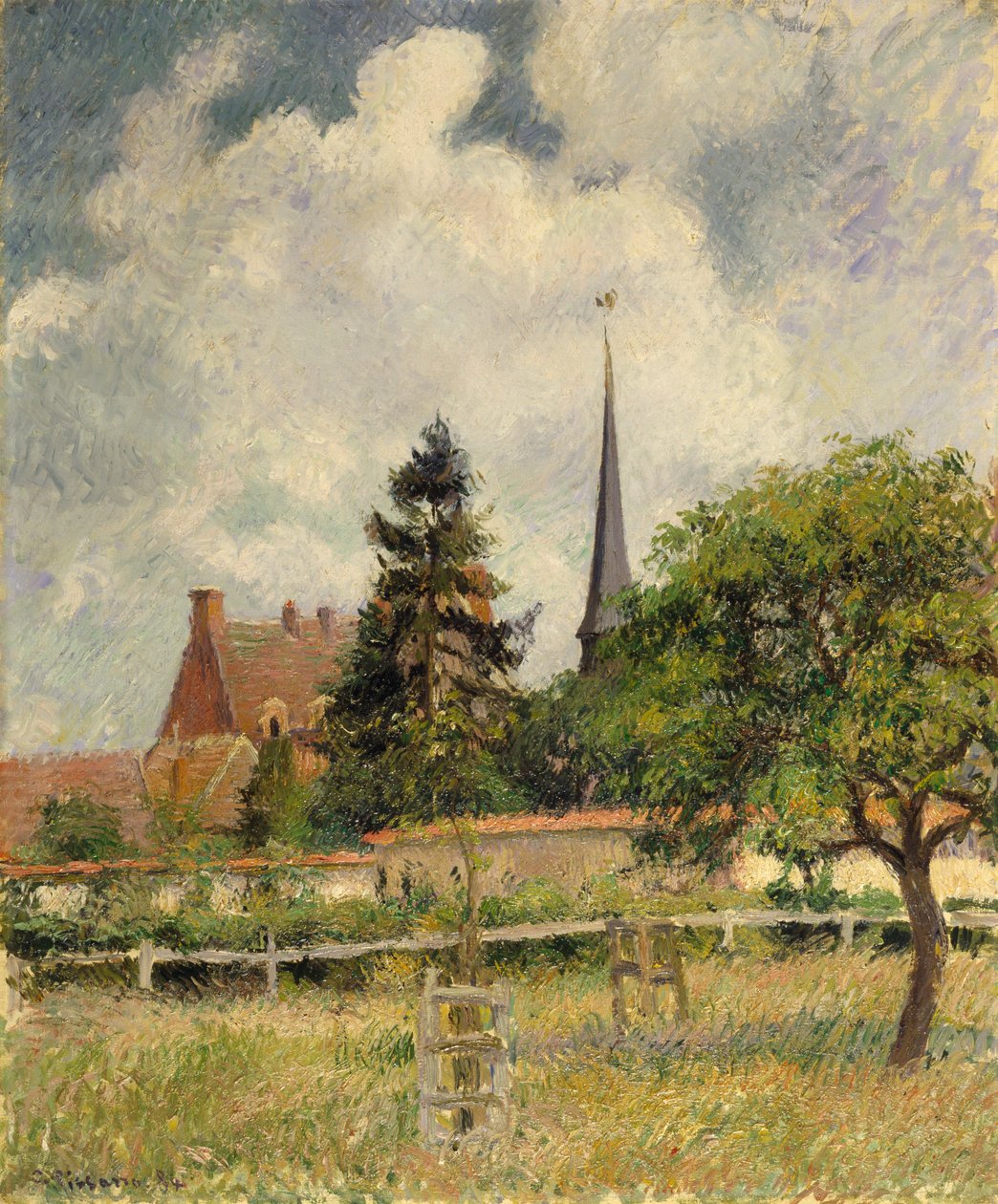 Kirken i Eragny af Camille Jacob Pissarro