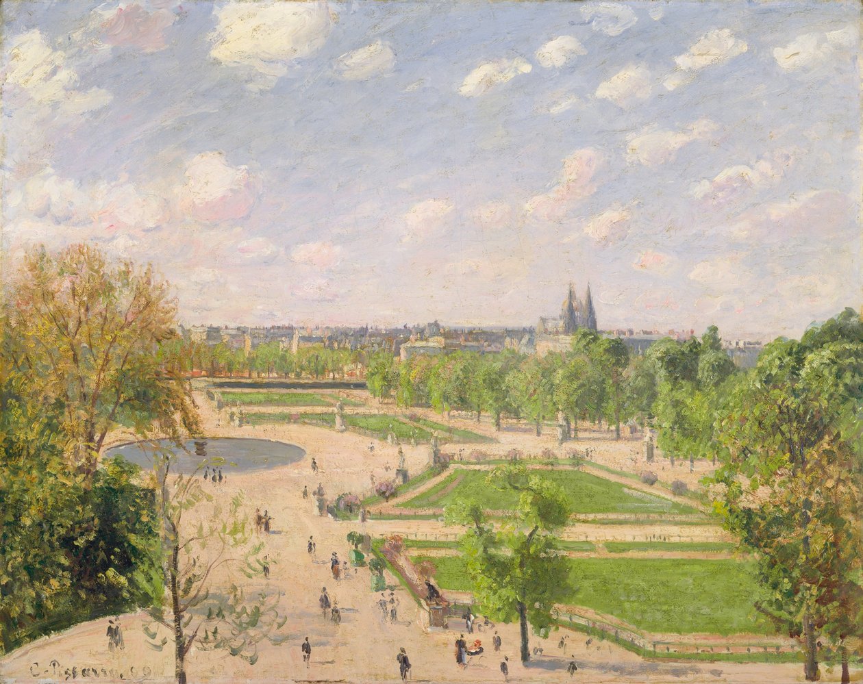 Tuileriernes have en forårsmorgen af Camille Jacob Pissarro