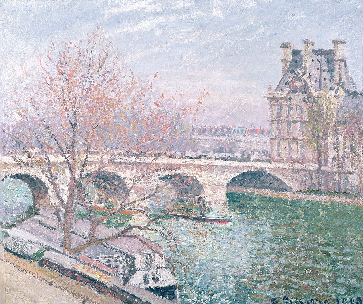 The Pont-Royal og Pavillon de Flore, 1903 (olie på lærred af Camille Jacob Pissarro