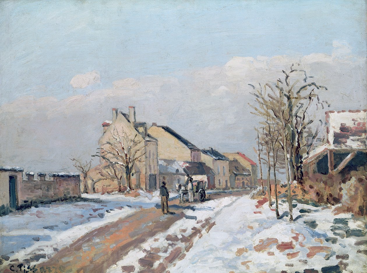 Vejen fra Gisors til Pontoise, Sneeffekt, 1872 af Camille Jacob Pissarro