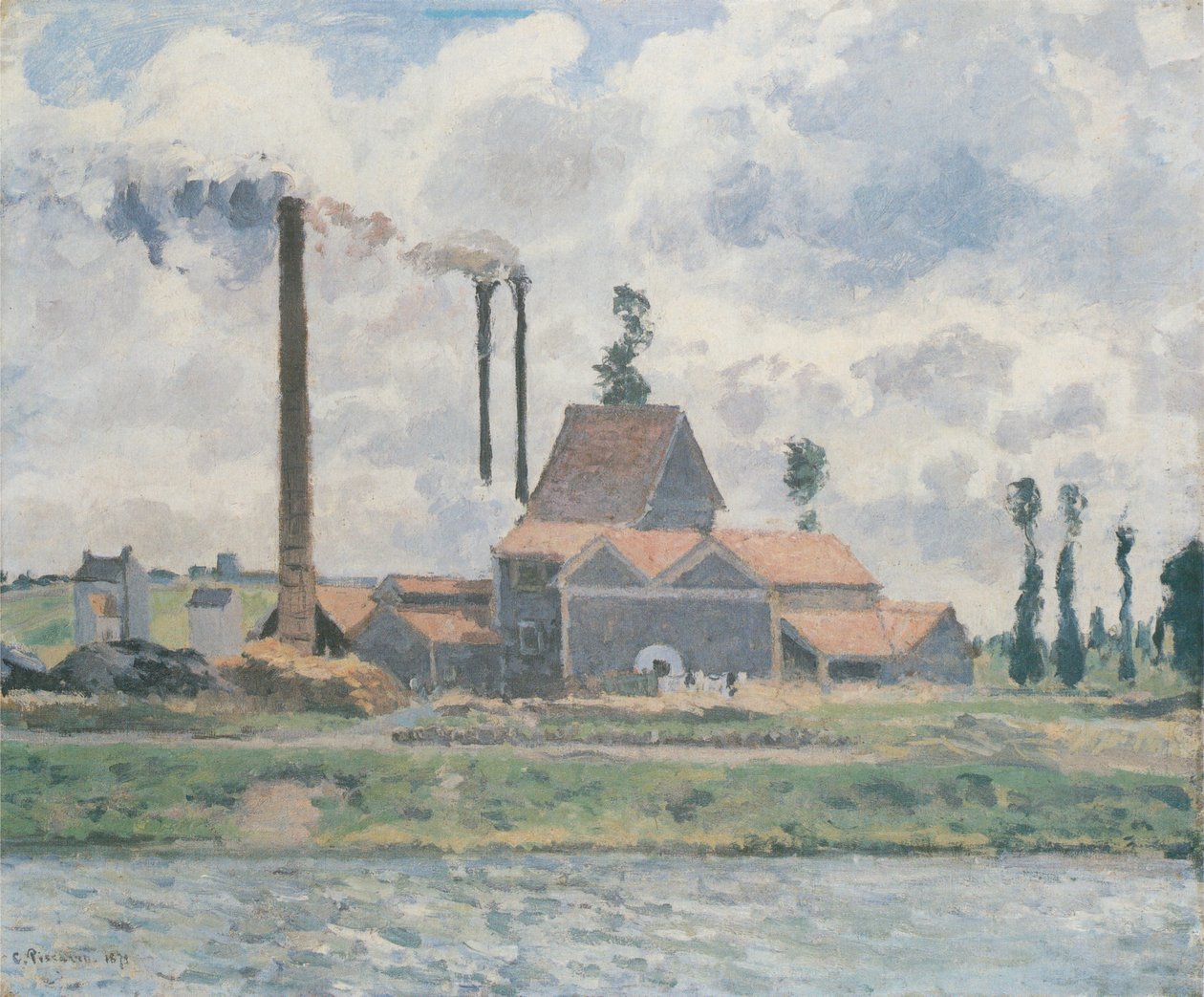 Fabrik nær Pontoise af Camille Jacob Pissarro
