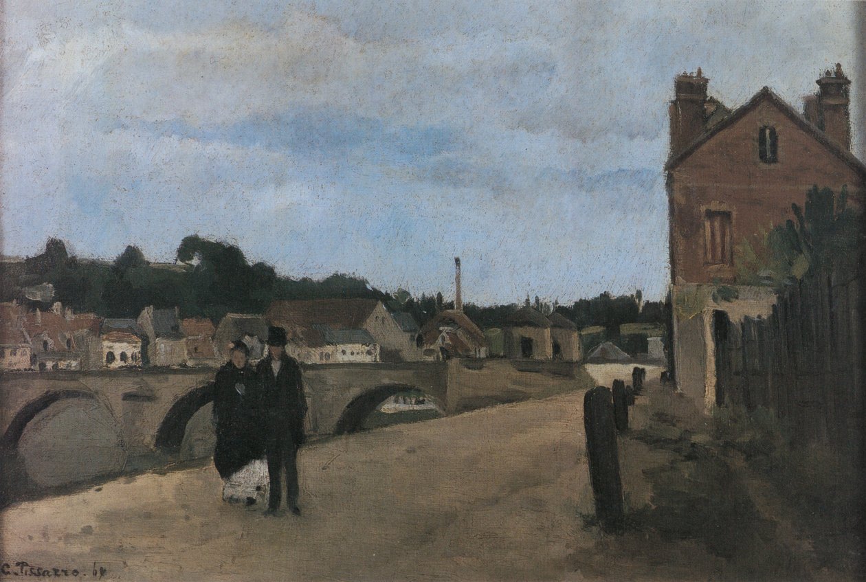 Udsigt over Pontoise, quai du Pothuis af Camille Jacob Pissarro