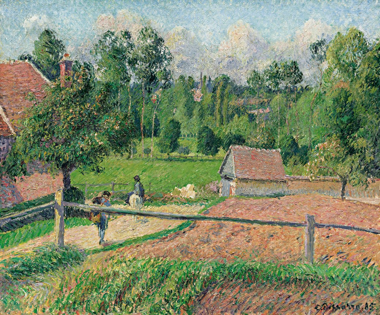 Udsigt fra kunstnerens vindue, Eragny af Camille Jacob Pissarro