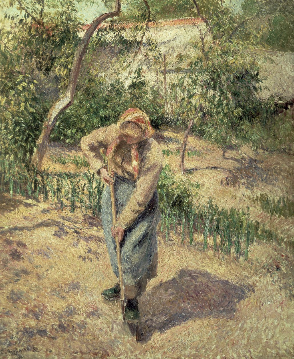 Kvinde graver i en frugthave, 1882 af Camille Jacob Pissarro