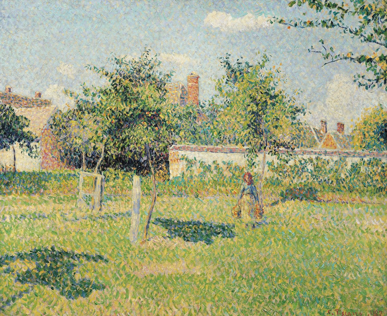 Kvinde på engen i Eragny, forår, 1887 af Camille Jacob Pissarro