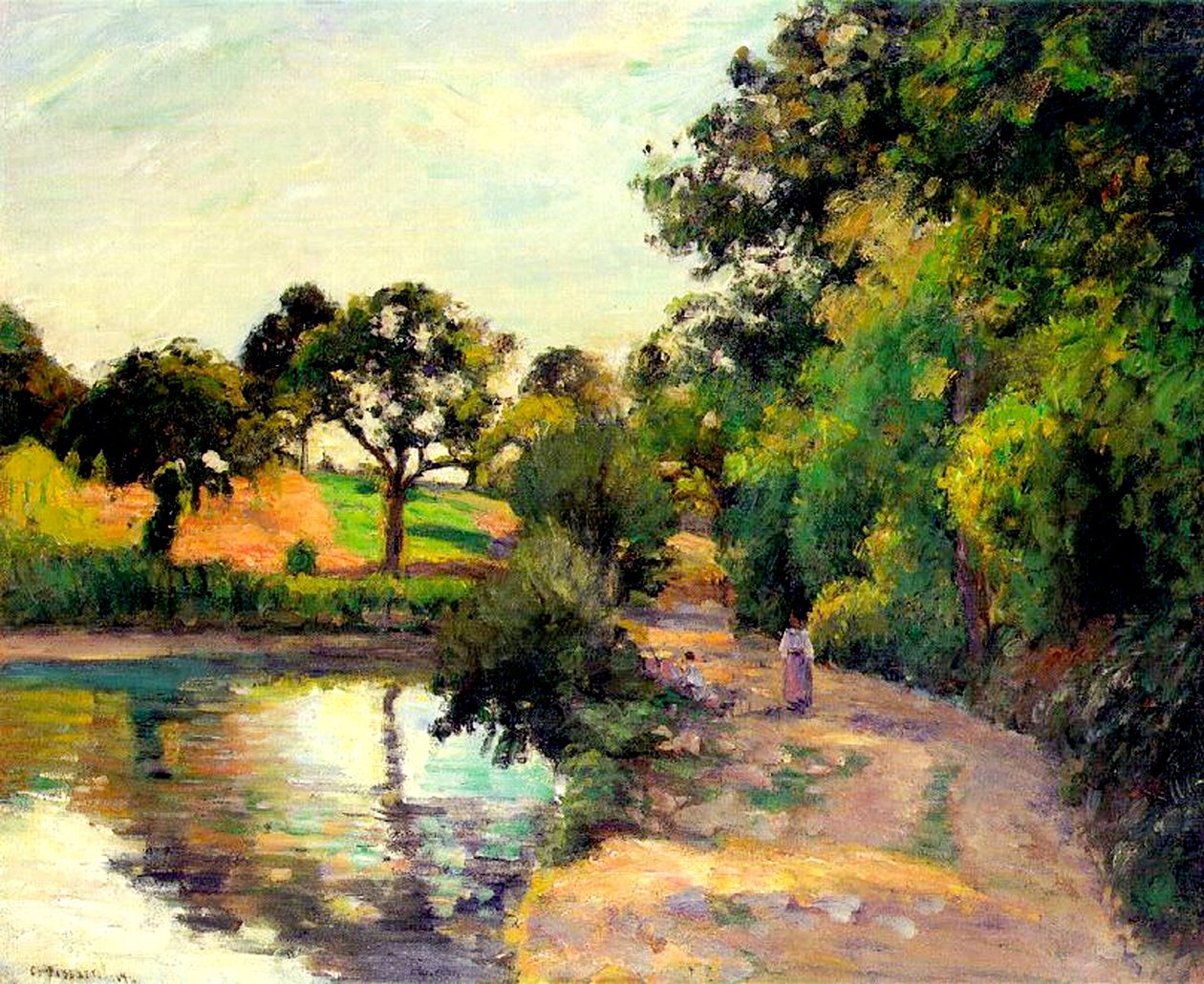 En dam ved Montfoucault, 1874 af Camille Jacob Pissarro