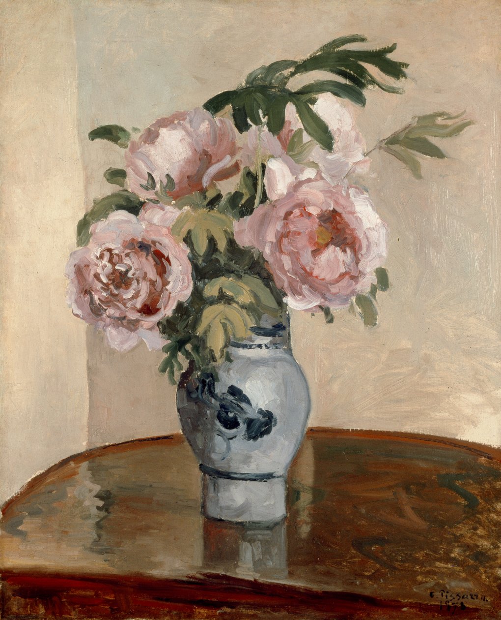 En vase med pæoner, 1875 af Camille Jacob Pissarro