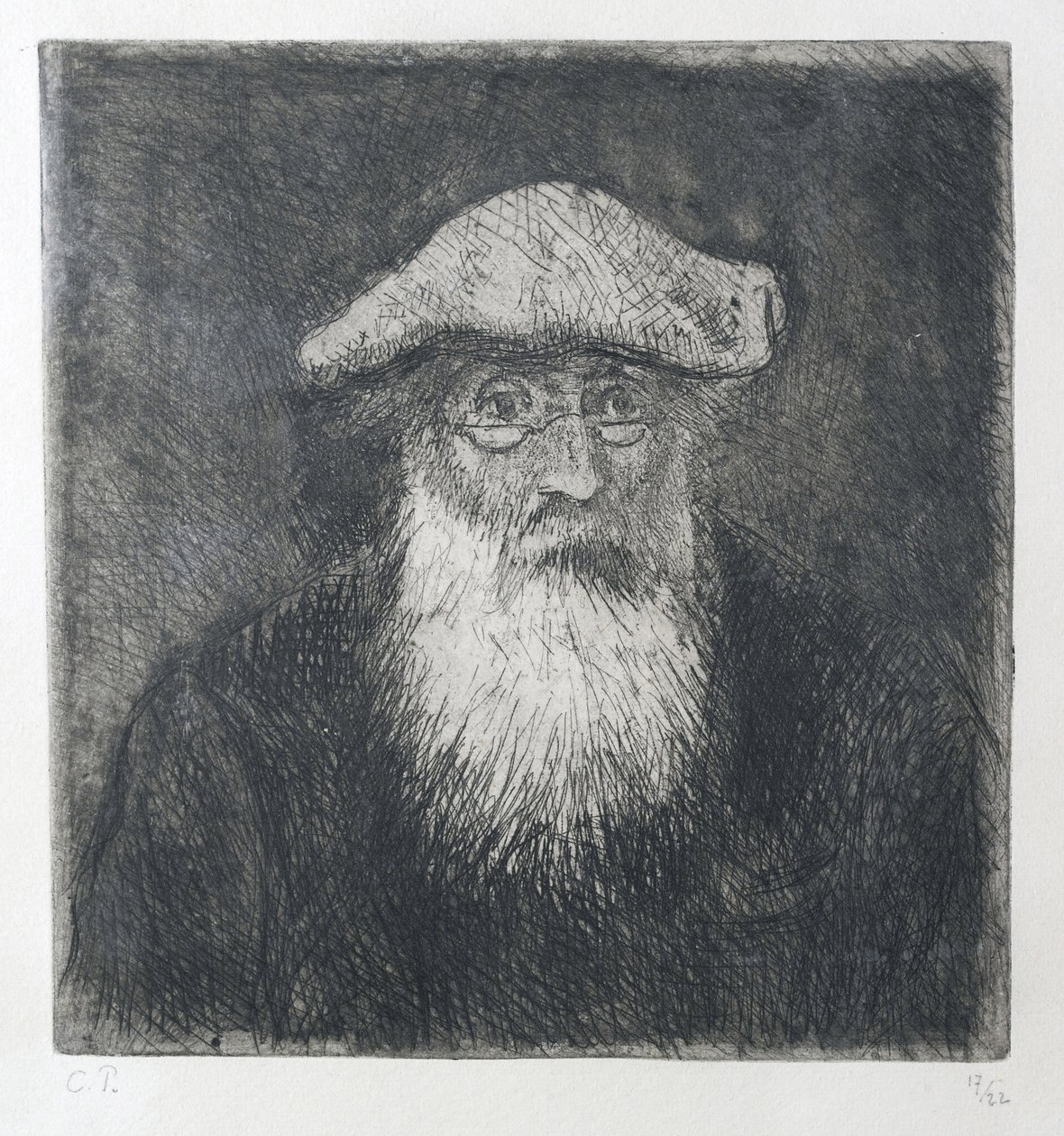 Camille Pissarro, af ham selv, ca. 1890 (ætsning og akvatint på zink) af Camille Jacob Pissarro