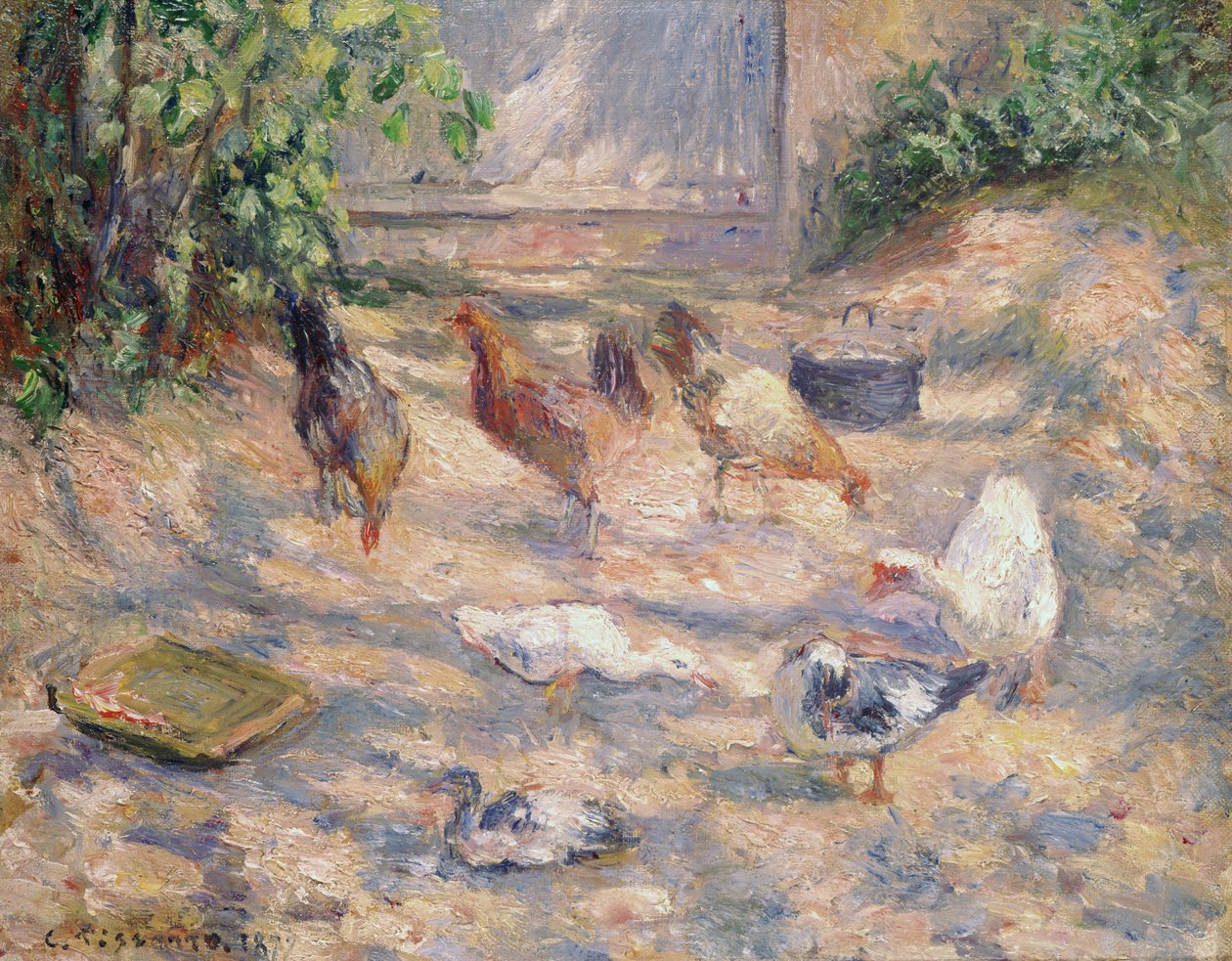 Gårdsplads ved Pontoise, 1877 af Camille Jacob Pissarro