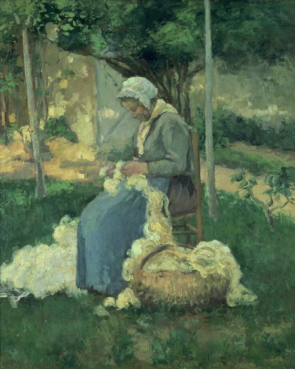 Kvindelig bondekardeuld, 1875 af Camille Jacob Pissarro
