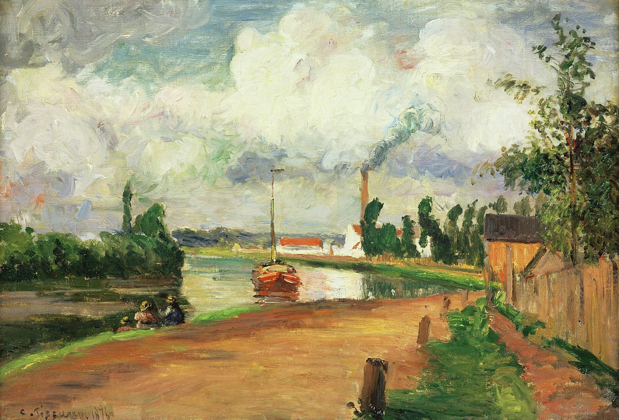 Fishermen on the Banks of the Oise, 1876 af Camille Jacob Pissarro