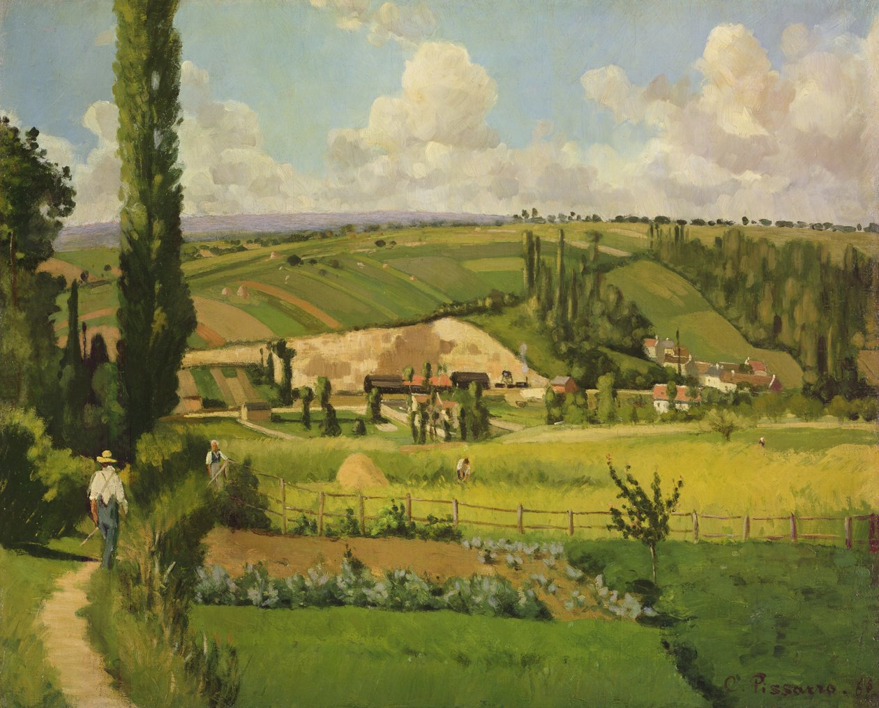 Landskab med Patis, Pointoise, 1868 af Camille Jacob Pissarro