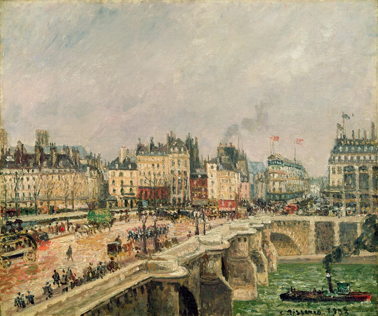 Pont Neuf, Virkning af regn, 1903 af Camille Jacob Pissarro