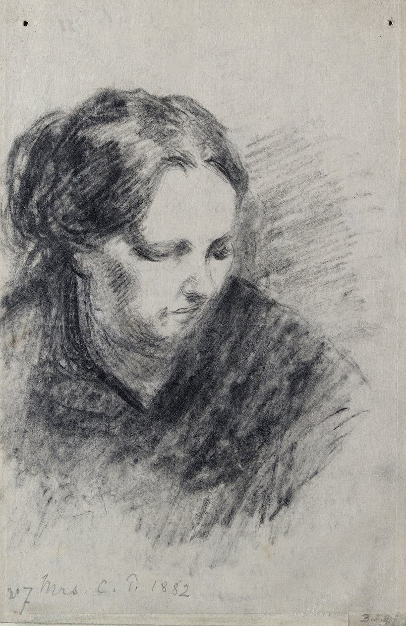 Portræt af Madame Pissarro, 1882 (sort kridt) af Camille Jacob Pissarro