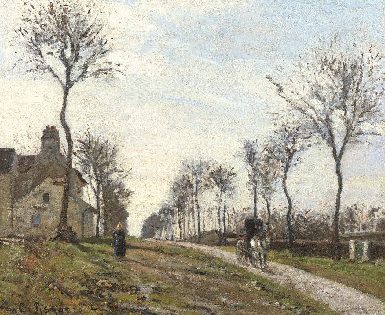 Vej i Louveciennes, 1870 af Camille Jacob Pissarro