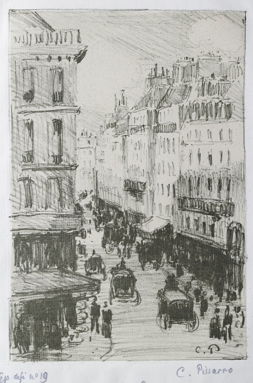 Rue Saint-Lazare, Paris, 1897 (litografi på zink) af Camille Jacob Pissarro