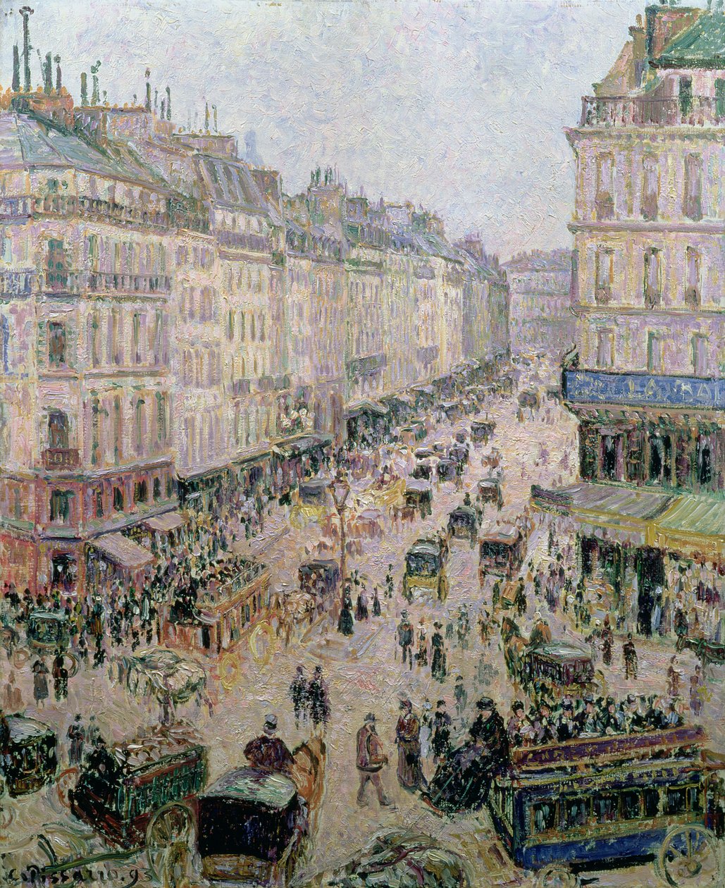 Rue Saint-Lazare, Paris, godt vejr, 1893 af Camille Jacob Pissarro