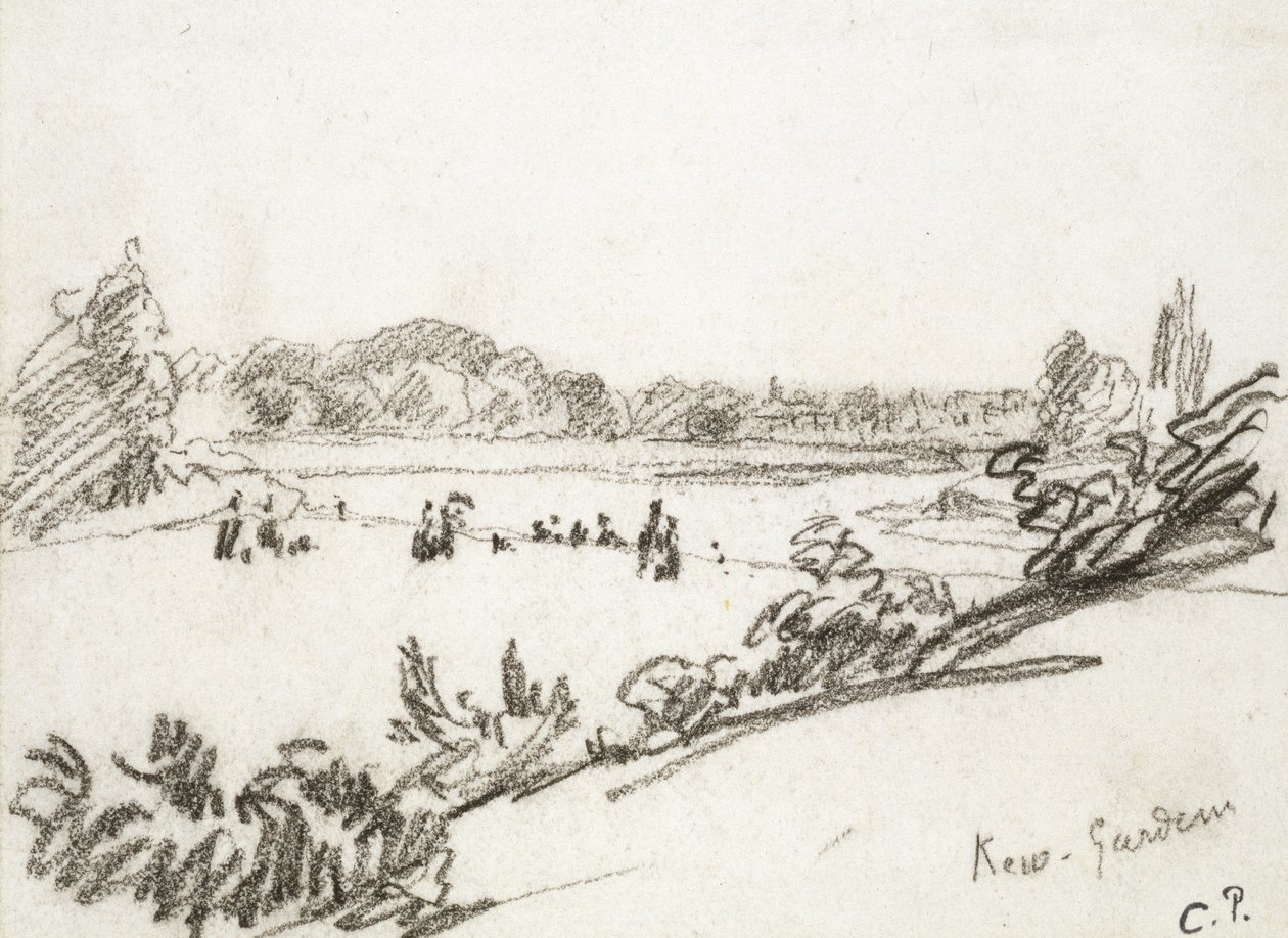 Studie af Kew Gardens (kul) af Camille Jacob Pissarro