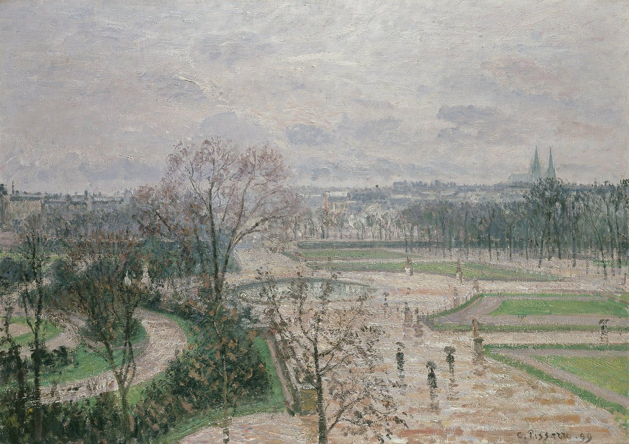 Tuileriernes have i regnvejr, 1899 af Camille Jacob Pissarro