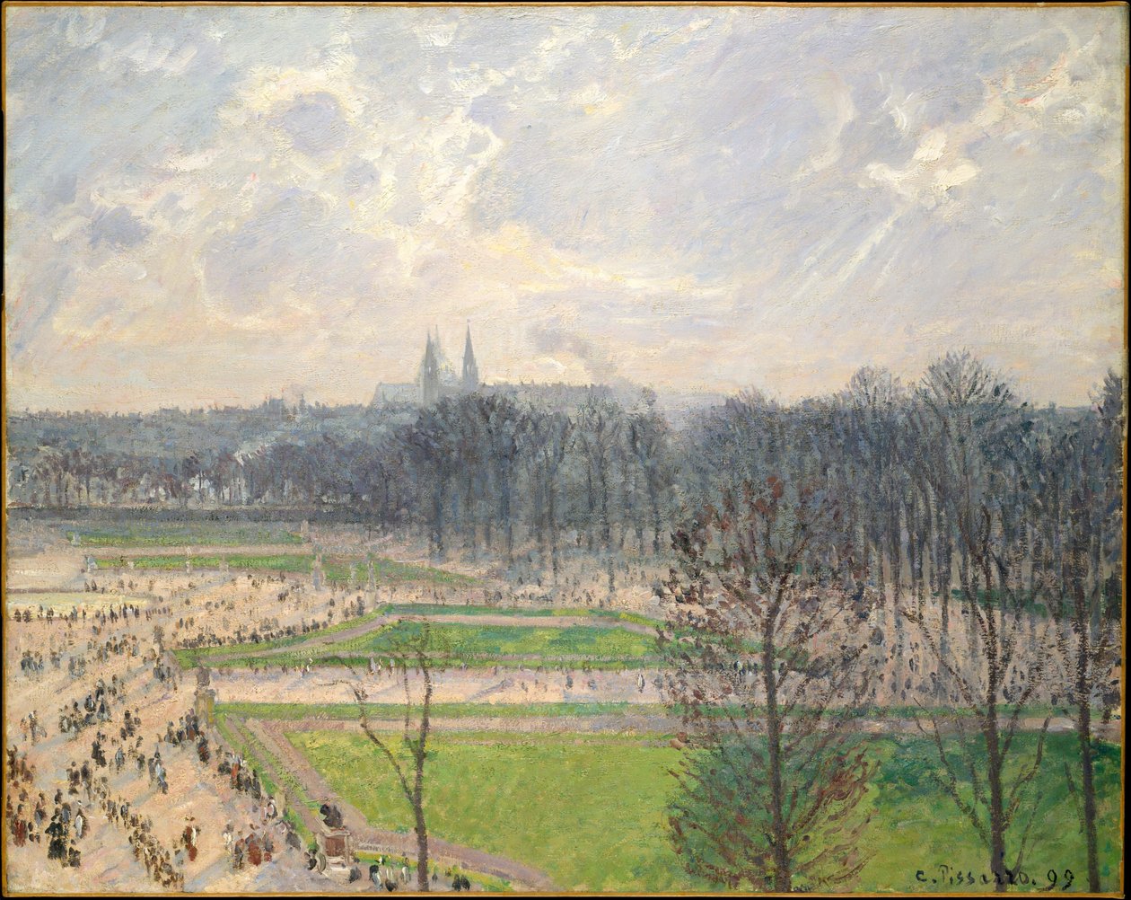 Tuileriernes have en vinter eftermiddag af Camille Jacob Pissarro