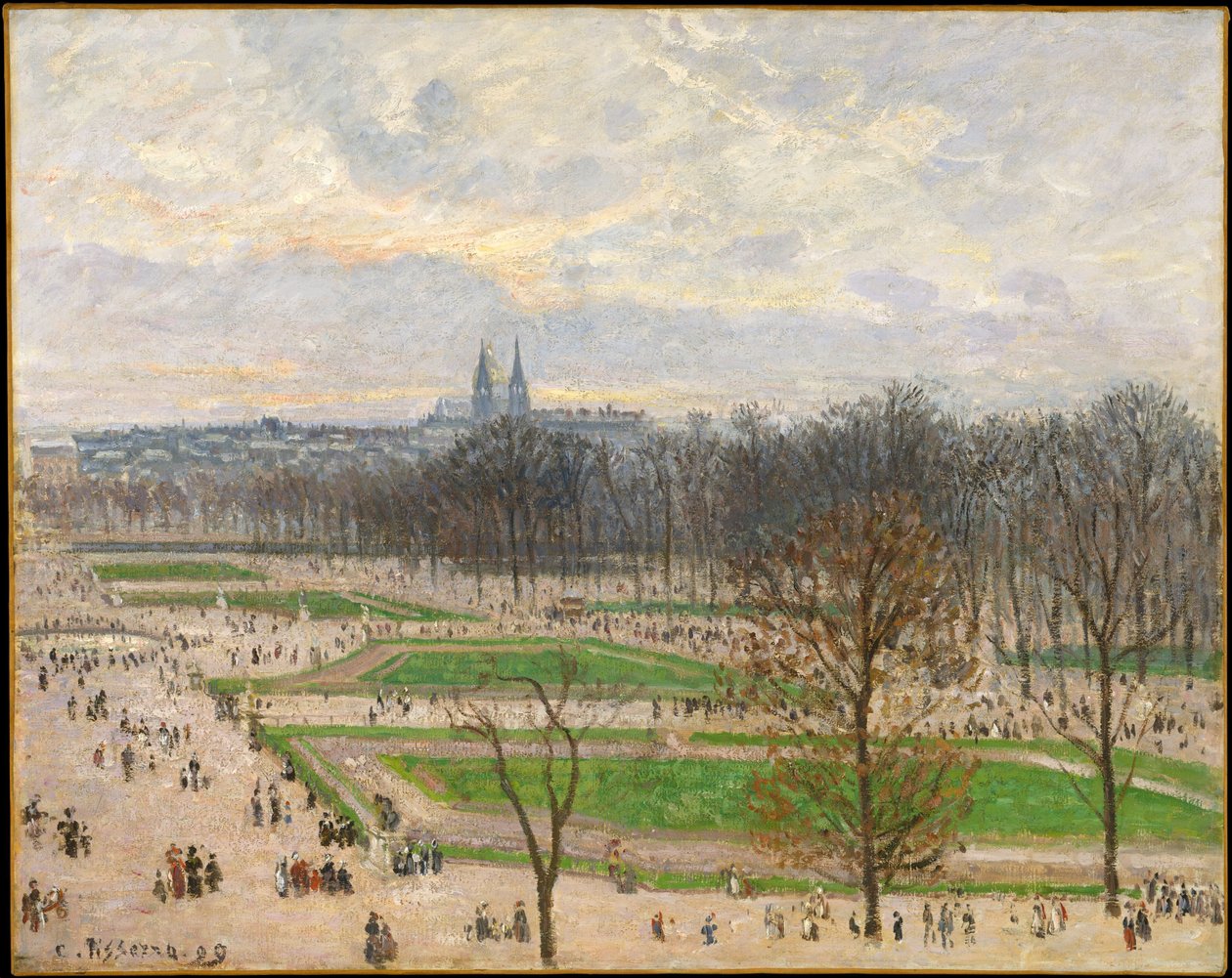 Tuileriernes have en vinter eftermiddag af Camille Jacob Pissarro
