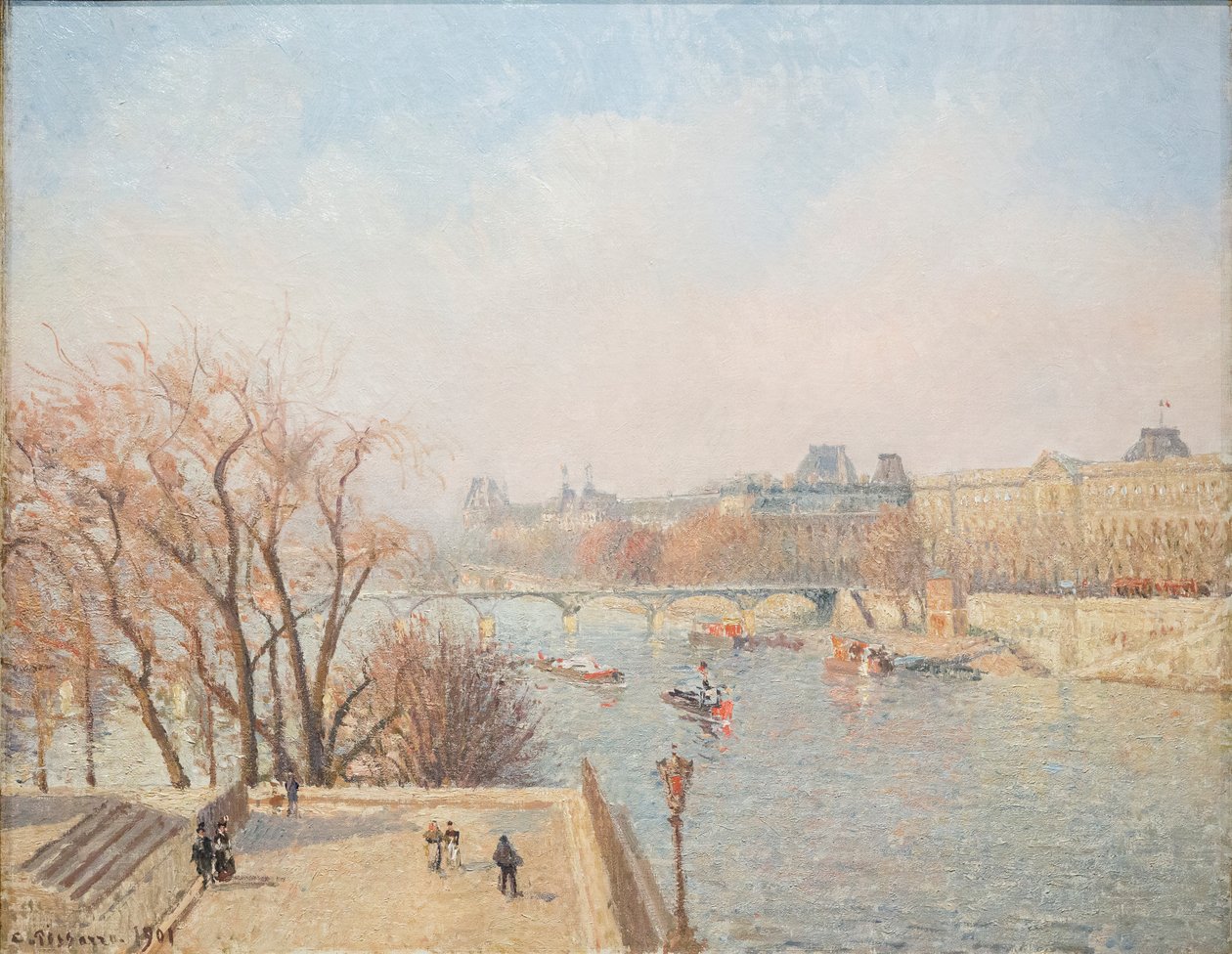 Louvre: Morgen, sollys af Camille Jacob Pissarro