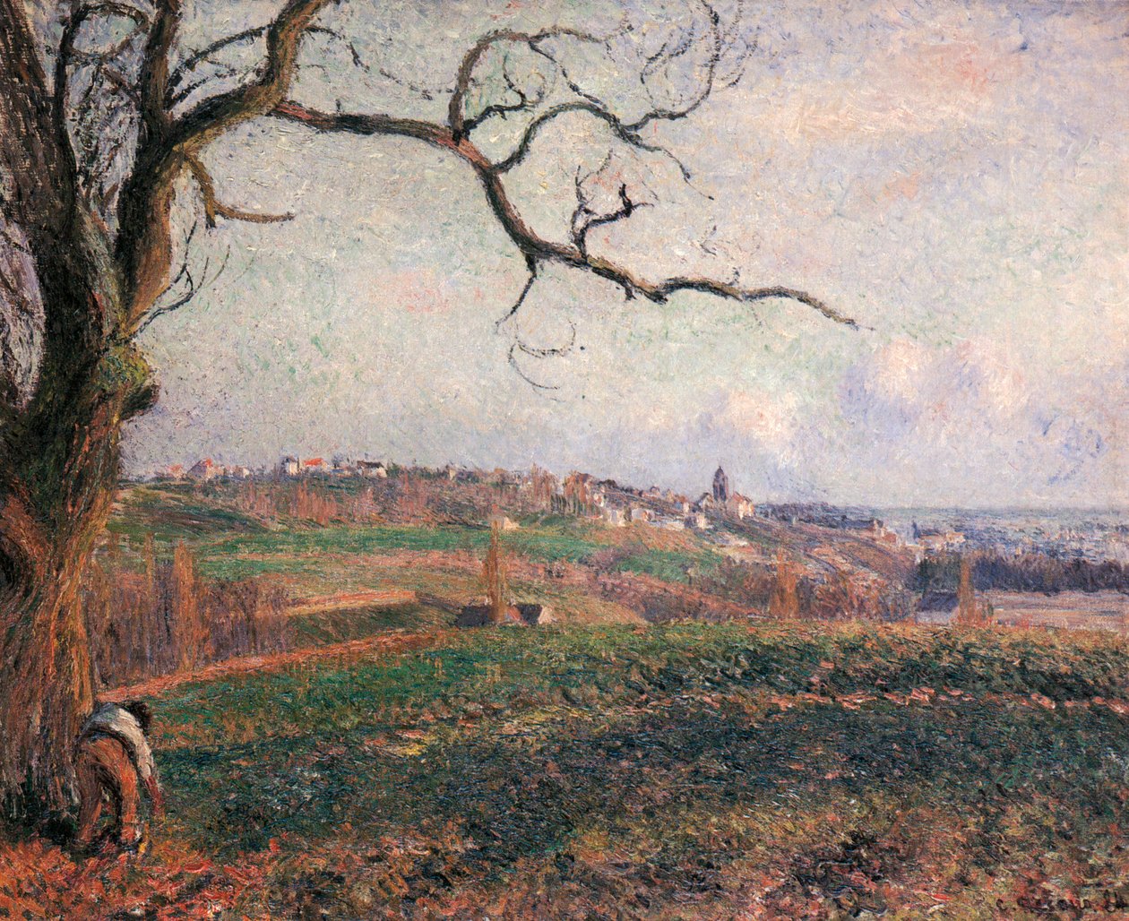 Udsigt over byen Pontoise af Camille Jacob Pissarro