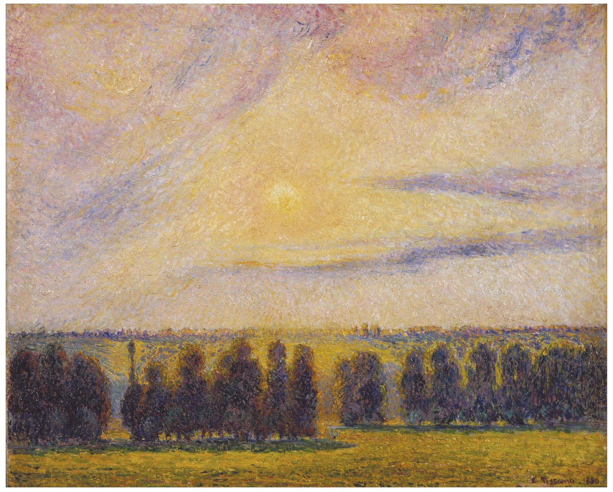 Solnedgang ved Eragny af Camille Jacob Pissarro