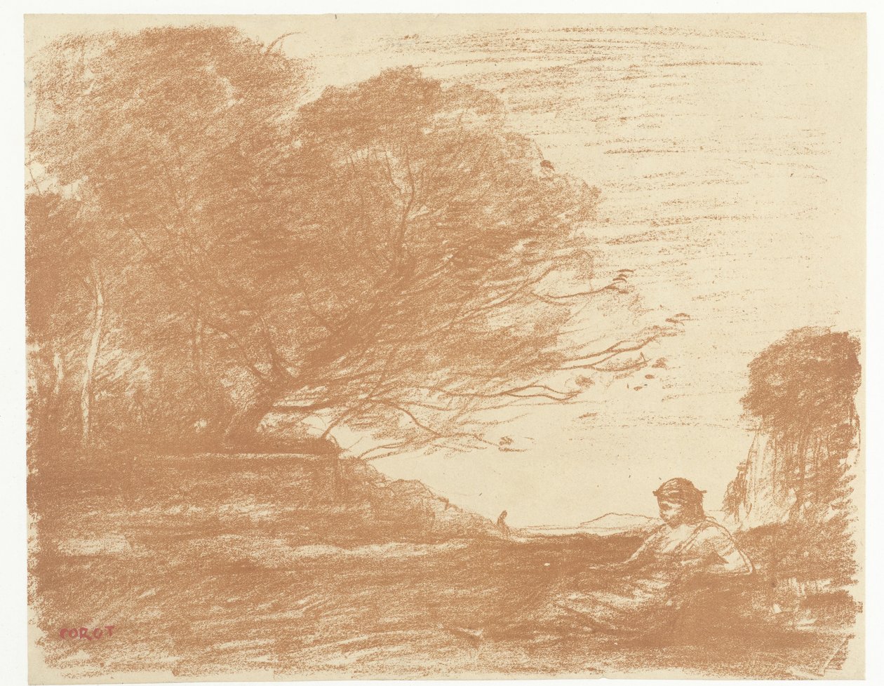 Sappho i landskab Sappho af Camille Corot