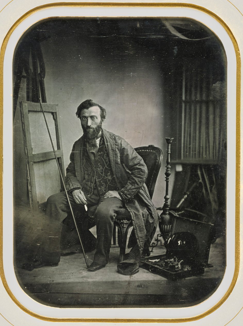 Selvportræt i Malerstudie, ca. 1843. af Camille Dolard