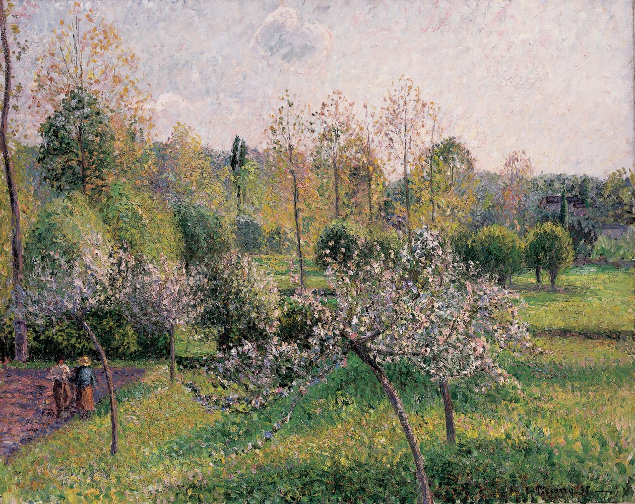 Æbletræer i blomst, Eragny, 1895 af Camille Jacob Pissarro
